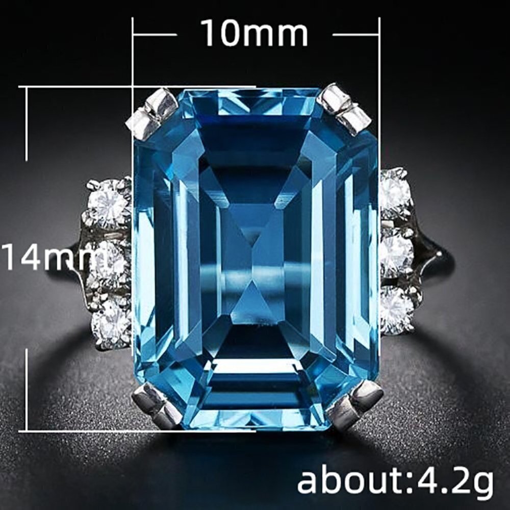 💍 Crystal Clear Largr Pure Rectangle Zircon Rings for Women, INDN8310 - Picture 6 of 6